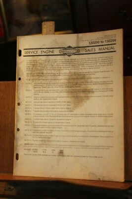 Vintage Industrial Catalog Briggs Stratton 130200 130299 Service Manual  - Image 1 of 2