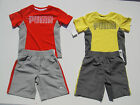 Puma Nwt Boys 2Pc Set Top Shirt Shorts 100% Polyester 4 4T Red Gray Yellow
