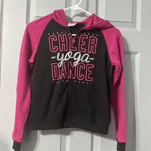 Danskin Cheer Yoga Dance Jacket Girls Size L (10-12) Black With Pink Sleeves - Picture 1 of 7
