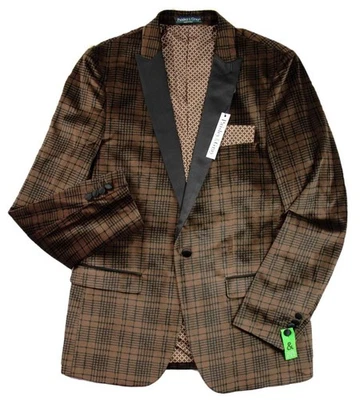 Пейсли и серый мужской Sport пальто 38R смокинг стиль ужин куртка Slim Fit бархата $275 - Изображение 1 из 4