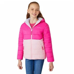 Eddie Bauer Girls' Youth Reversible Plush Jacket - Pink Size Large 14/16 - Picture 1 of 8