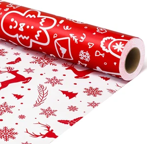 Reversible Christmas Wrapping Paper, Santa Gift Wrapping Paper Roll, Red White R - Picture 1 of 12