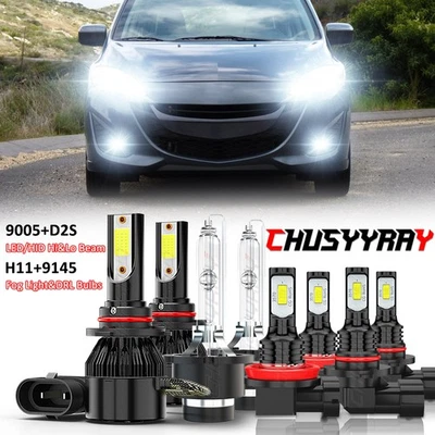 Faros delanteros LED HID Hi/Lo + DRL + luces antiniebla bombillas para Mazda 5 2012-2017 8 piezas Foto 1 de 4