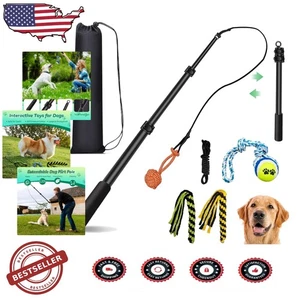 Dog Flirt Pole | Retractable Teaser Toy | Aluminum | Tug Rope | Exercise - Picture 1 of 11