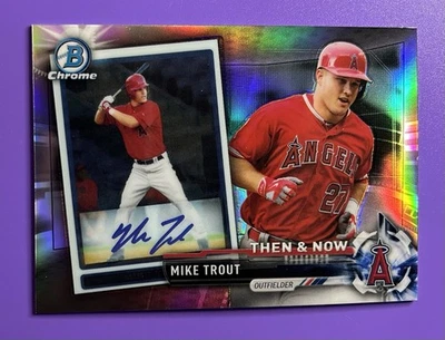 2017 Bowman Chrome Mike Trout 🔥 Then & Now Refractor Facsimile Autograph / Auto - Image 1 of 2