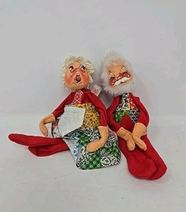 Vintage 1971 Annalee Dolls - Santa & Mrs. Claus, Posable Figures Christmas Dolls - Picture 1 of 6