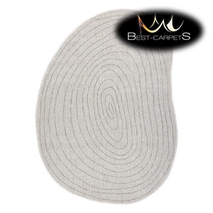 Modern Designer sisal Rug "ORGANIC" tree ring stump ecru grey irregular shape - Picture 1 of 10