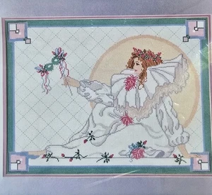 Kit punto croce vintage anni 80 lady mimo redhead maschera martedì grasso fiori luna nuovo - Foto 1 di 6