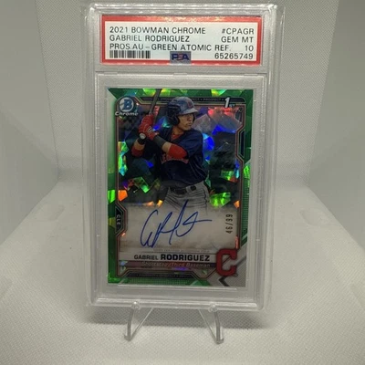 2021 Bowman Chrome Gabriel Rodriguez Indians 46/99 1st Bowman PSA 10 - Image 1 of 4