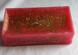 rote Glitzer-Kerze flach Weihnachten/Geburtstag - Handarbeit - Bild 1 von 5