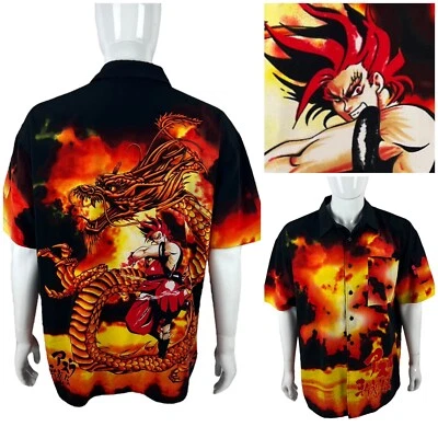 Dtek Sport Mens Large Shirt Anime Graphic Orange Short Sleeve Ninja Dragon EUC - Image 1 of 4