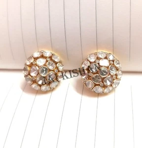 Polki Uncut Pavé de Diamante 925 Plata Ley Delicado Pendiente Victoriano Joyas - Imagen 1 de 10