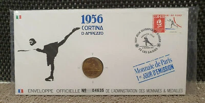 首日信封 N°04635 巴黎铸币厂 Cortina 1956 JO Albertville 92 — 第 1/4 张图片