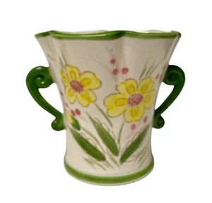 "Florero maceta Relpo flores margaritas asas verdes hecho en Japón astilla de 5 1/2"" de alto" - Imagen 1 de 6