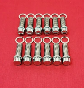 JUEGO KIT 12 PERNOS CABEZAL 12 PUNTOS ACERO INOXIDABLE PULIDO ARP GRADO 8 3/8 - Imagen 1 de 2