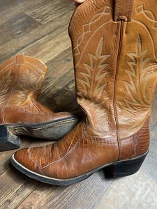VTG Nocona Cowboy Boots Brown Exotic Teju Lizard Western Men's 10D 9077 - Picture 1 of 7