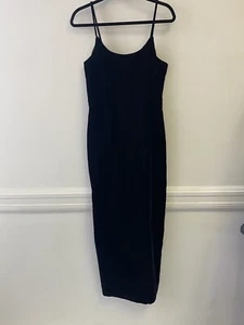 Vintage Rampage Damen schwarz Crushed Samt ärmellos Midi Slip Kleid 90er Y2K Gr. 9 - Bild 1 von 7