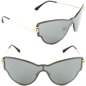 Versace VE 2172B 1252/6G Cat Eye Sunglasses Pale Gold/Grey Mirror Silver Lens