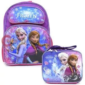 Mochila escolar grande Disney Frozen Elsa Anna 16" bolsa de almuerzo 2 piezas copo de nieve púrpura - Imagen 1 de 9