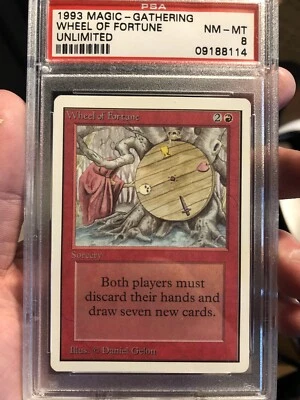 1993 MTG Magic the Gathering Card Unlimited Wheel Of Fortune PSA 8 - Image 1 of 2