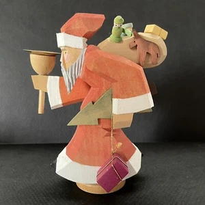 Vintage Wood Santa Candle Holder Germany Christmas - Picture 1 of 4