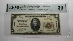 $20 1929 Gaffney South Carolina SC National Currency Bank Note Bill #10655 VF30 - Picture 1 of 4