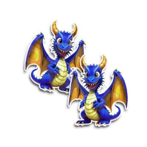 Blue and Gold Happy Dragon Decal Sticker Evil Dragons Truck Window Bumper 2pk - Bild 1 von 4