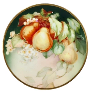 Thomas Sevres Bavaria Plate Granada Pears Hand Paint Artist Sign Harris 7.5in - Picture 1 of 7