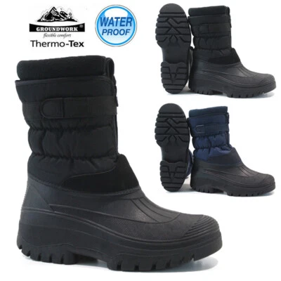 STIVALI DA NEVE DA UOMO INVERNALI IMPERMEABILI MUCKER SCI TERMICO WELLINGTONS PELLICCIA TAGLIA CALDA  - Immagine 1 di 4