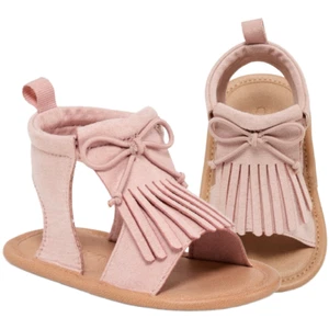 Old Navy Blush Pink Faux-Suede Fringe Sandals for Baby Size 12-18 Months NEW - Picture 1 of 5