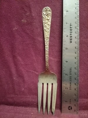 S. Kirk & Son Sterling REPOUSSE COLD MEAT FORK  8 1/2" 64 grams  No Monogram - Image 1 of 4