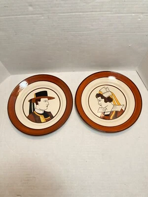 Vintage HB Quimper Breton Plates Multi Colored 9.25" Made in France 1942-1960's - Image 1 of 4