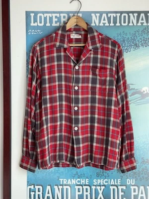 Camisa a Cuadros Sombra Rayón Rockabilly Cuello Lazo Arnold Constable Años 50 De Colección Foto 1 de 4