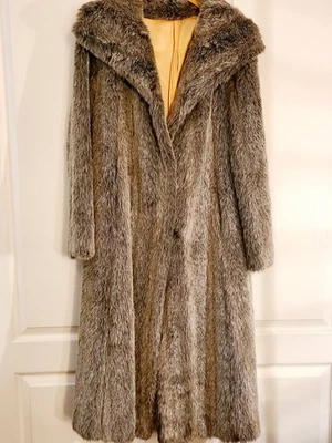 Abrigo largo forrado vintage de piel sintética para mujer Hollywood glamuroso elegante informal LEER más abajo Foto 1 de 4