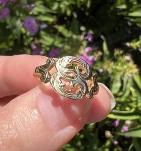 ANTIQUE • Art Deco 14k Engraved “E” Initial Ring Sz. 6.25 - Picture 1 of 5