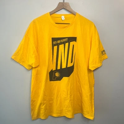Camiseta Fruit of the Loom Indiana Pacers 2024 NBA Playoffs Dourada Tamanho X-Grande - Imagem 1 de 4