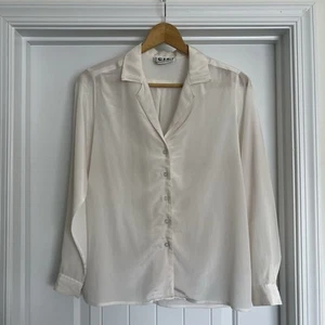 Vintage CIE White Button Down Blouse Size Small - Picture 1 of 7