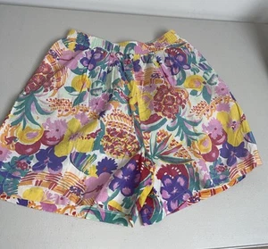 Vintage Women’s Cullottes Shorts 80s/90s Cinch Cotton Floral Hawaiian Retro Sz 8 - Picture 1 of 16