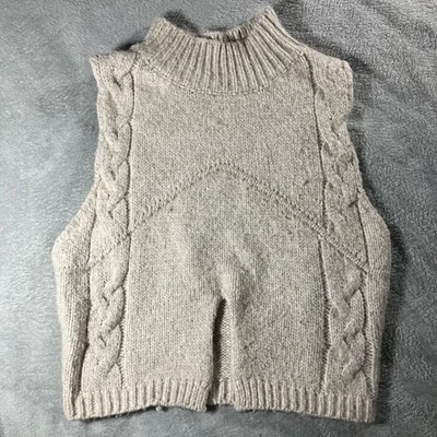 Le Lis Collection Women's Beige Knit Sweater Vest Cowl Neck Turtleneck Medium - Image 1 of 4