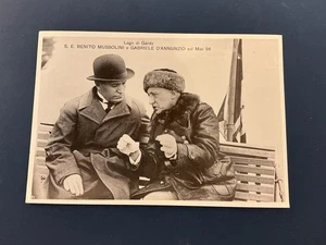 Cartolina commemorativa Benito Mussolini e Gabriele D’Annunzio Sul Lago Di Garda - Foto 1 di 1