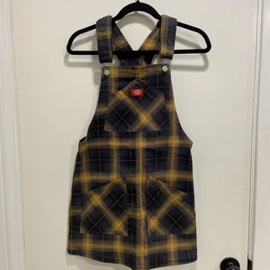 Dickies Plaid Duck Overall Dress Pocket Size Small Grunge Fall Moody Skater Y2K - Picture 1 of 7