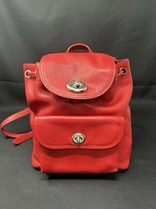 Zaino Coach Mini Turnlock Zaino Rosso Ciliegia Bella Borsa Tracolla - Foto 1 di 13