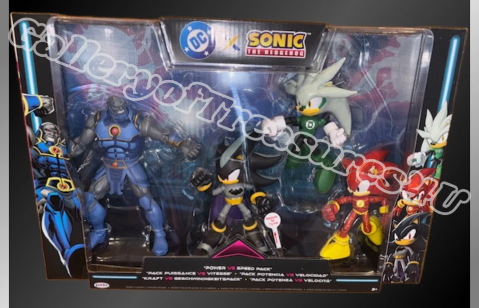 DC x Sonic the Hedgehog 4 Pack Power vs Speed Batman Shadow Darkseid The Flash - Image 1 of 4