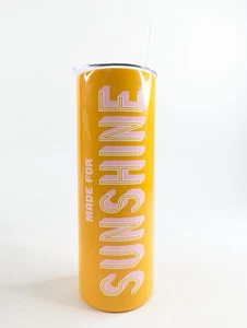 20oz Stainless Steel Insulated Tumbler w/ Straw – “Made for Sunshine” Travel Cup - Picture 1 of 4