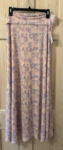 LuLaRoe Maxi Skirt Pink Purple Geometric Graphic Sz L Stretch Simply Comfortable - Picture 1 of 12