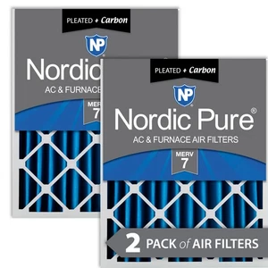 Nordic Pure 20x20x4 (3 5/8) Pleated Air Filters MERV 7 Plus Carbon 2 Pack - Picture 1 of 7