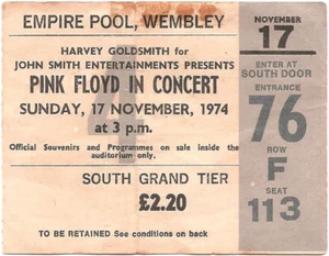 Pink Floyd In Concert 1974 Wembley Ticket / Konzertkarte / Eintrittskarte - Bild 1 von 2