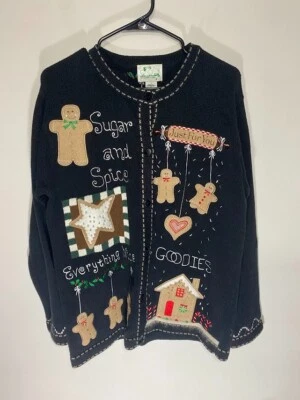 The Quacker Factory Sugar & Spice, Everything Nice Gingerbread Cardigan Size S - Image 1 of 4