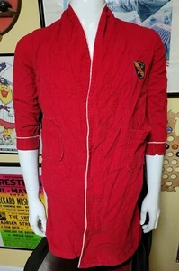VTG 60s 70s Gold Label Red Corduroy Smoking Jacket Short Robe Small Medium Cool - Picture 1 of 5