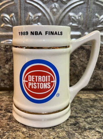 Vintage 1988-1989 Detroit Pistons NBA Finals Commemorative Ceramic Sports Stein Cover